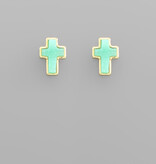 Cross Druzy Earrings - Turquoise