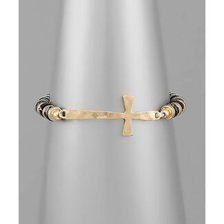 Cross & Sequin Bracelet - Black