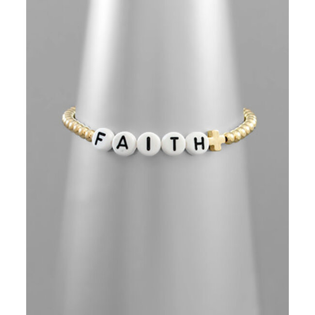 Faith Bead & Ball Bracelet - Gold
