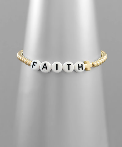 Faith Bead & Ball Bracelet - Gold