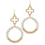 Wood & Satin Ball Beads Earrings - White