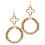 Wood & Satin Ball Beads Earrings - Light Brown