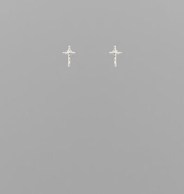 White Gold Dipped Brass Cross Studs