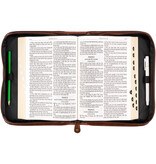 Do Not Be Afraid Two-tone Toffee and Chocolate Brown Faux Leather Extra Large Bible Cover – Joshua 1:9
