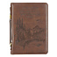 On Wings Like Eagles Brown Faux Leather Extra Large Bible Cover - Isaiah 40:31