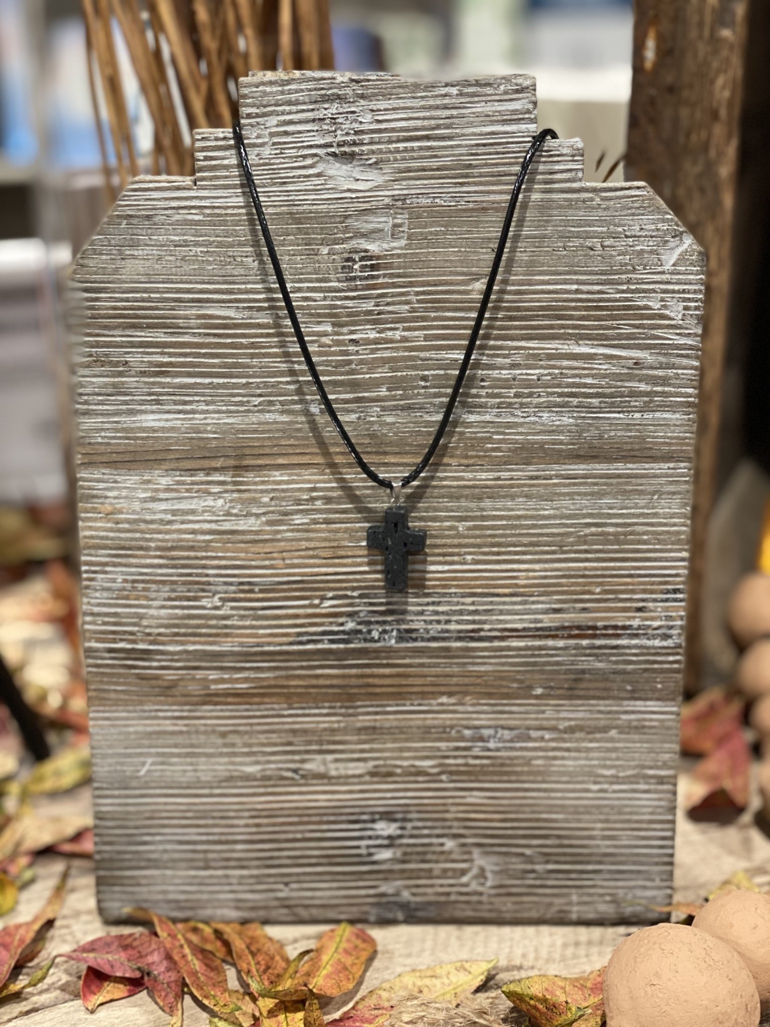 Lava Stone Cross Necklace
