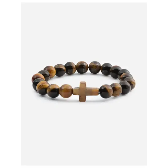 Tiger Eye Cross Bracelet -