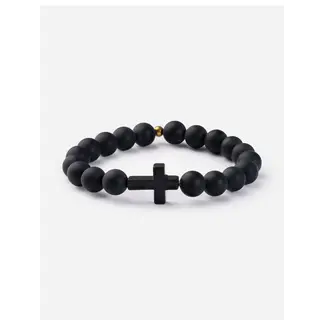 Classic Black Cross Stone Bracelet