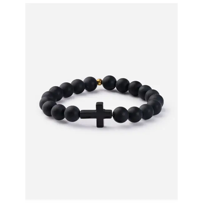 Classic Black Cross Stone Bracelet