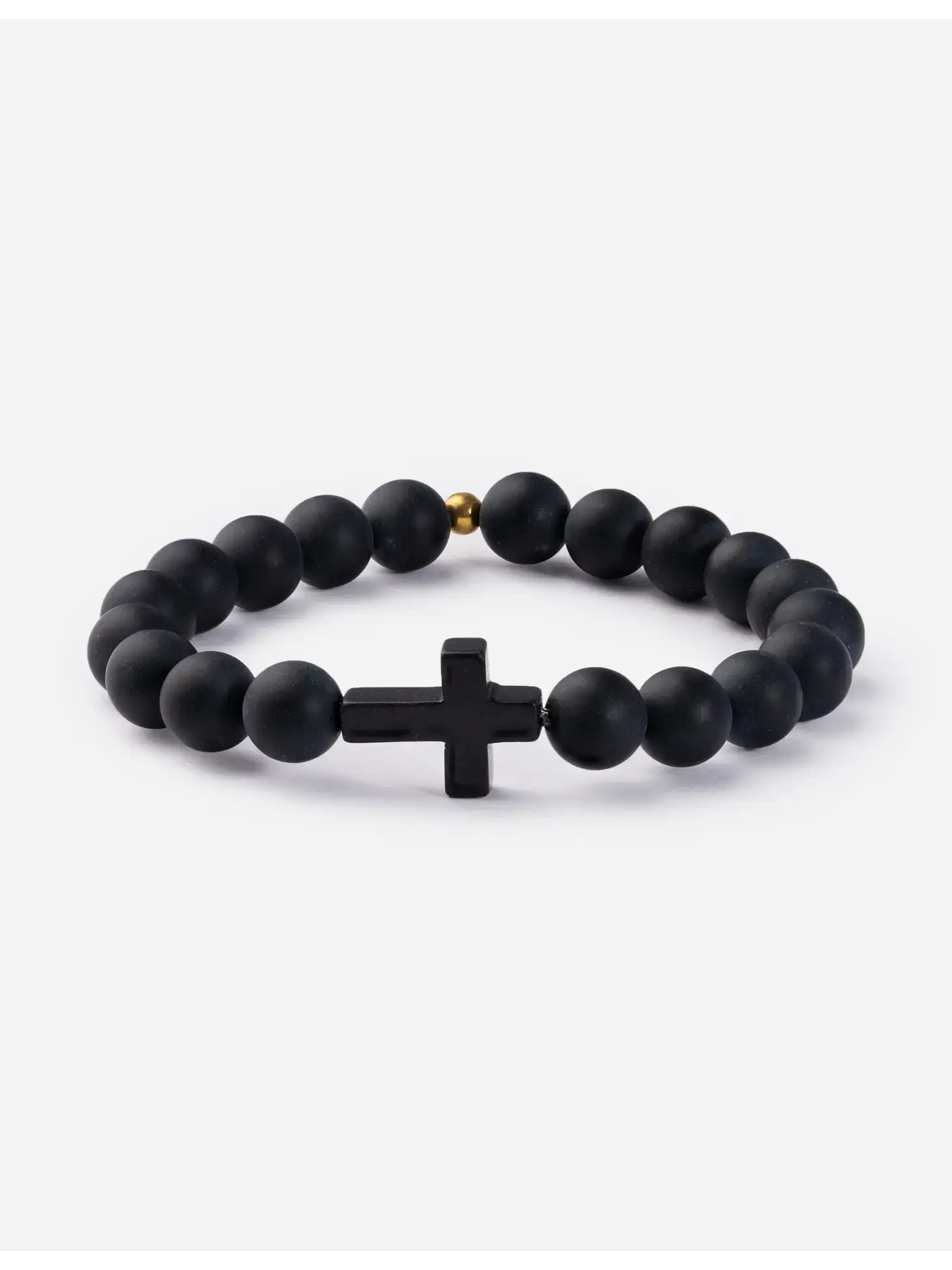 Classic Black Cross Stone Bracelet