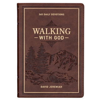 David Jeremiah Walking With God Large Print Brown Faux Leather Devotional