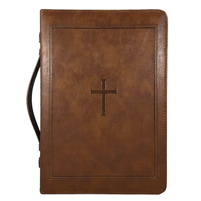 Bible Cover: Classic Cross (Brown, X-Large)