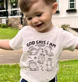 God Says I Am - Dinosaurs Kid's Tee - White