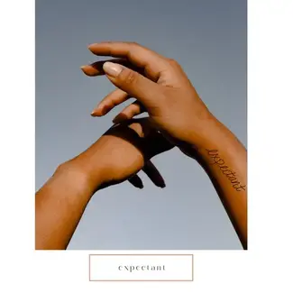 Expectant Calligraphy Temp Tattoo