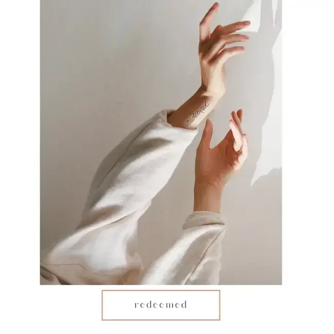 Redeemed Calligraphy Temp Tattoo