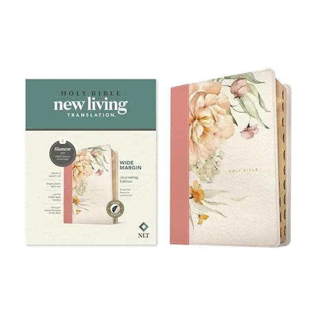 NLT Wide Margin Bible Pink Indexed