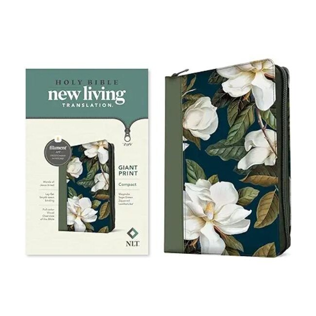 NLT Compact Giant Print Bible Magnolia Sage Green
