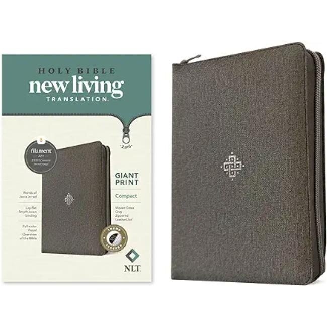 NLT Compact Giant Print Bible, Filament-Enabled Ed. Woven Cross Gray, thumb indexed