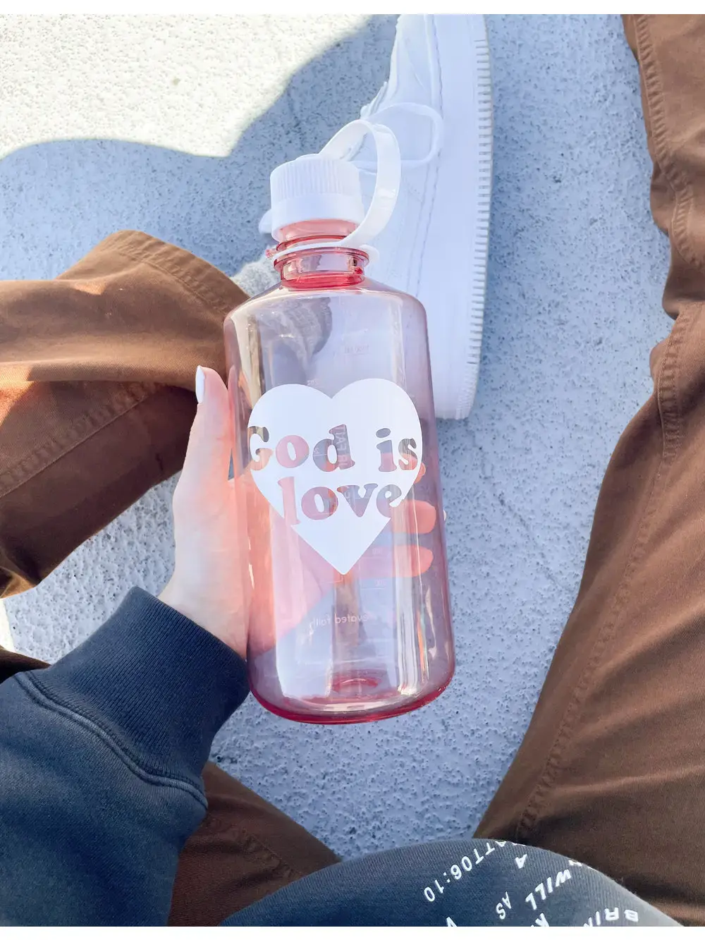 God is Love Pink Water Bottle