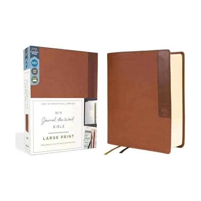 NIV, Journal the Word Bible, Large Print, Leathersoft, Brown, Red Letter, Comfort Print
