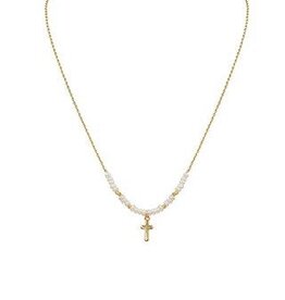 Beads Pearl & Cross Necklace