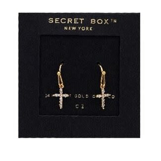 Mini CZ Cross Drop Earrings