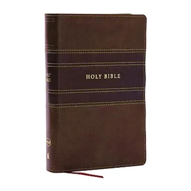 NKJV Holy Bible, Personal Size Large Print Reference Bible, Brown, Leathersoft, Red Letter, Thumb Indexed, Comfort Print