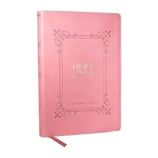 KJV Holy Bible Large Print Center-Column Reference Bible, Pink Leathersoft Red Letter, Thumb Indexed, Comfort Print: King James Version