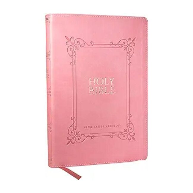 KJV Holy Bible Large Print Center-Column Reference Bible, Pink Leathersoft Red Letter, Thumb Indexed, Comfort Print: King James Version