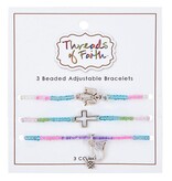 Threads of Faith - Set of 3 Beaded Adjustable Bracelets