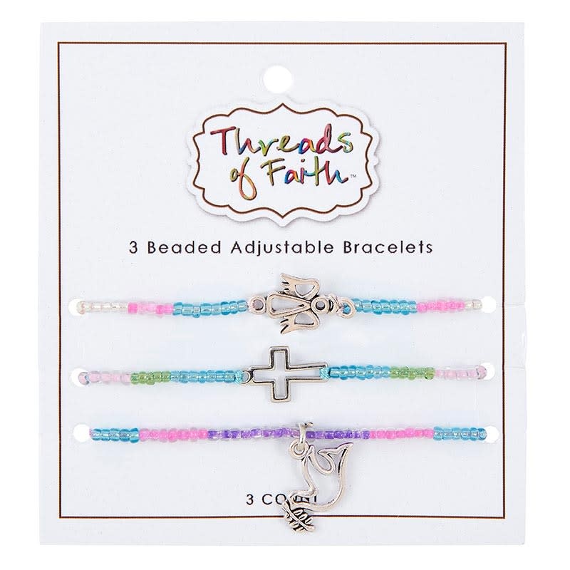 Threads of Faith - Set of 3 Beaded Adjustable Bracelets