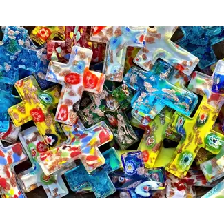 Glass Pocket Cross - Multi-Colored