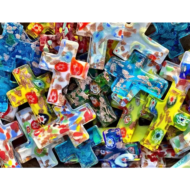 Glass Pocket Cross - Multi-Colored