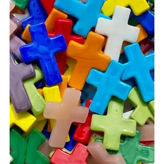 Glass Pocket Cross -Rainbow