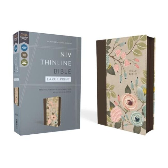 NIV, Thinline Bible, Large Print, Leathersoft, Floral, Zippered, Red Letter, Comfort Print