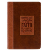 Stand Firm Two-tone Brown Faux Leather Classic Journal - 1 Corinthians 16:13