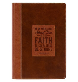 Stand Firm Two-tone Brown Faux Leather Classic Journal - 1 Corinthians 16:13