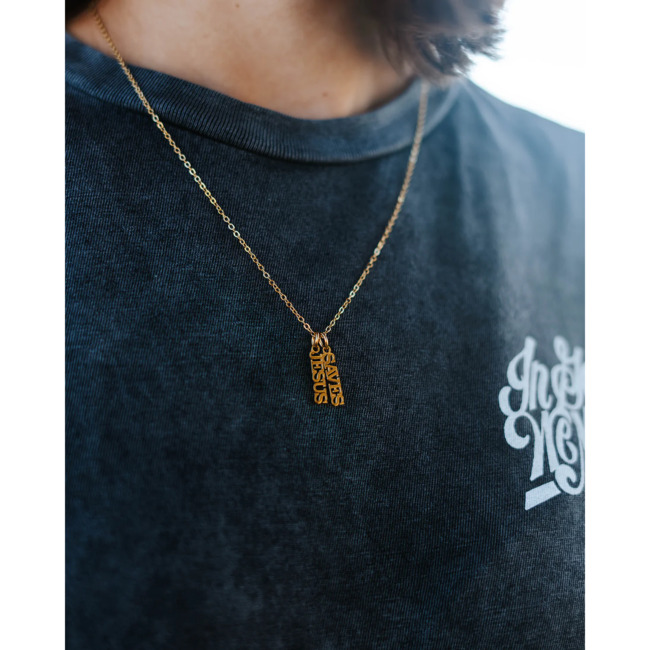 Jesus Saves Gold Necklace