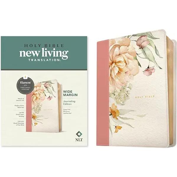 NLT Wide Margin Bible Dusty Pink Blossoms