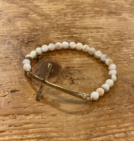 Stone Beads & Cross Bracelet Natural