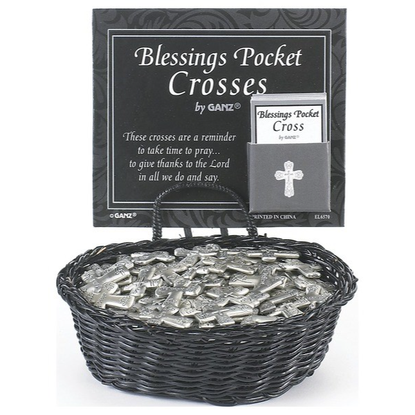 Blessings Pocket Crosses Charms in a Basket