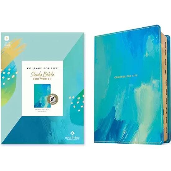 NLT Courage for Life Study Bible for Women- Brushed Aqua Blue Indexed