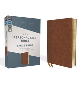 NIV, Personal Size Bible, Large Print, Leathersoft, Brown, Red Letter Edition, Comfort Print