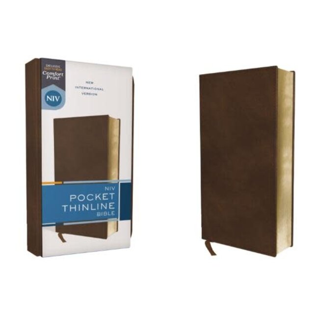 NIV, Pocket Thinline Bible, Leathersoft, Brown, Red Letter, Comfort Print