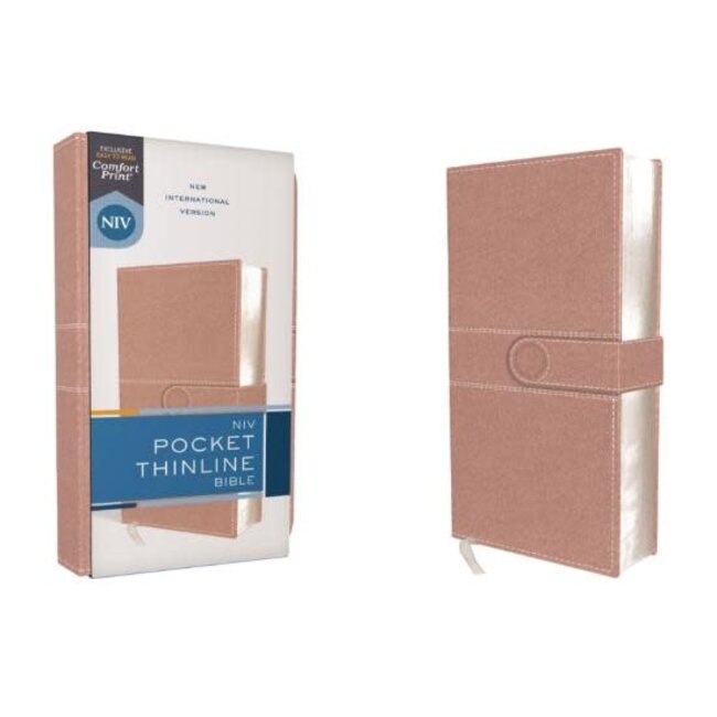 NIV, Pocket Thinline Bible, Leathersoft, Pink, Snap Closure, Red Letter, Comfort Print