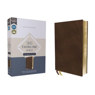 NIV, Thinline Bible, Passaggio Setting, Leathersoft, Brown, Red Letter, Comfort Print