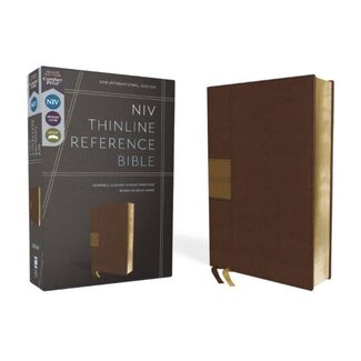 NIV, Thinline Reference Bible, Leathersoft, Brown, Red Letter, Comfort Print
