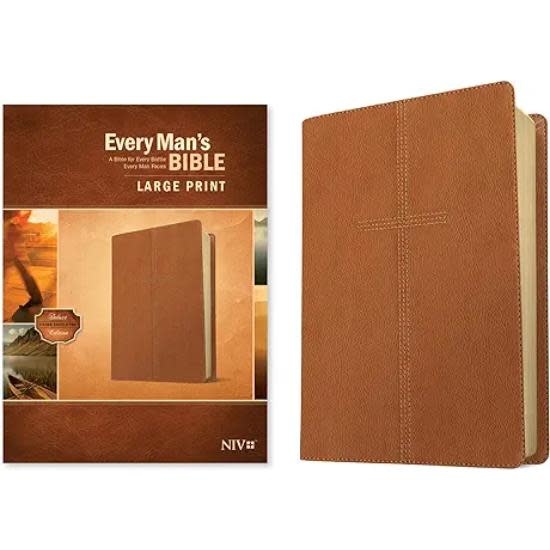 Every Man's Bible NIV, Large Print (LeatherLike, Cross Saddle Tan)