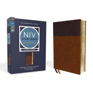 NIV Study Bible, Fully Revised Edition, Large Print, Leathersoft, Brown, Red Letter, Comfort Print