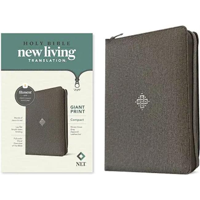 NLT Compact Giant Print Bible, Filament-Enabled Ed. Woven Cross Gray